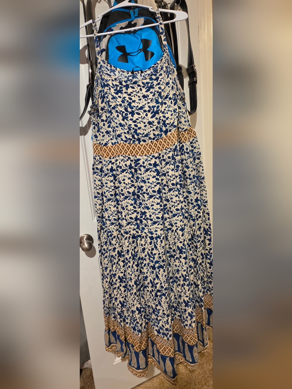 BloomChic Blue Floral Print on Cream Dress